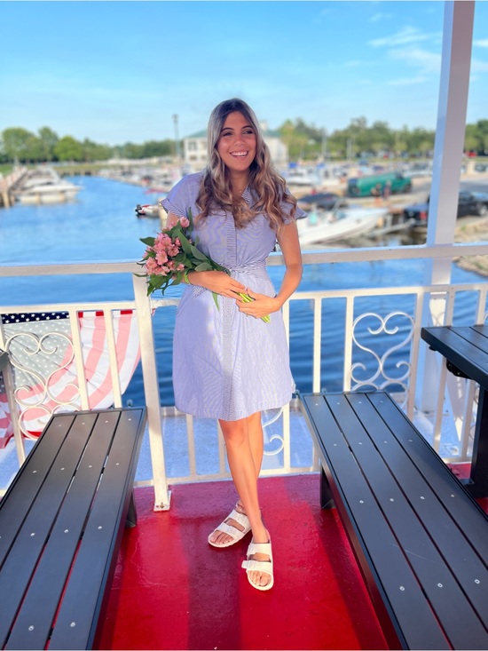 Vineyard Vines Dresses & Skirts - Vineyard Vines Light Blue Striped Tie-Waist Midi Dress